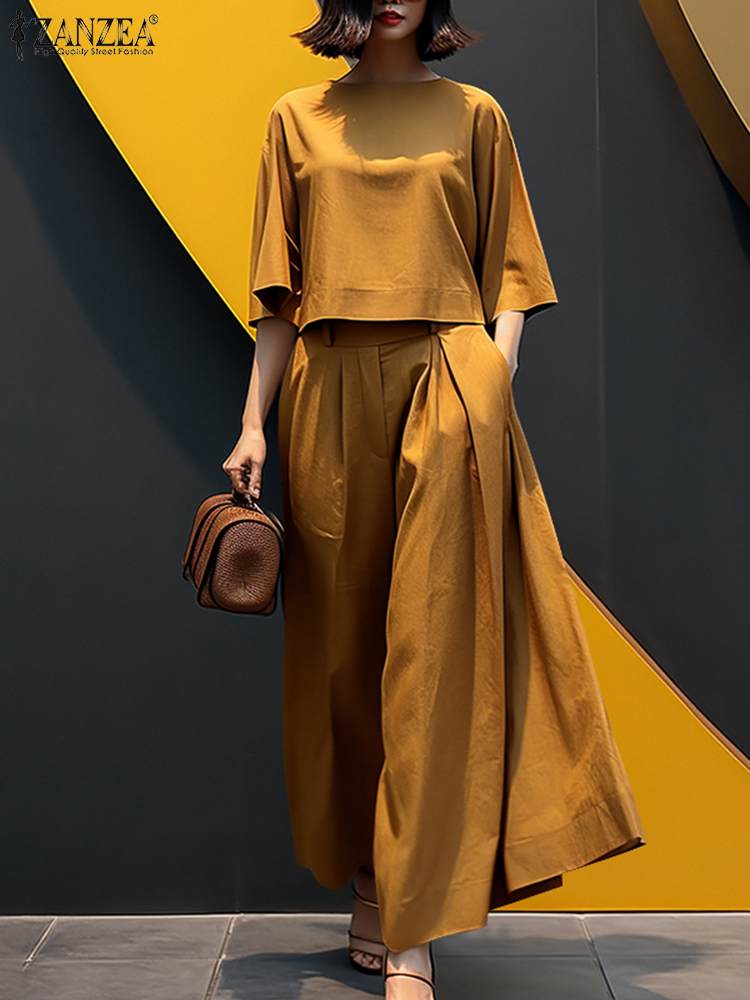 Summer Clothing Work - Setelan Celana Blus Lengan 3/4 Musim