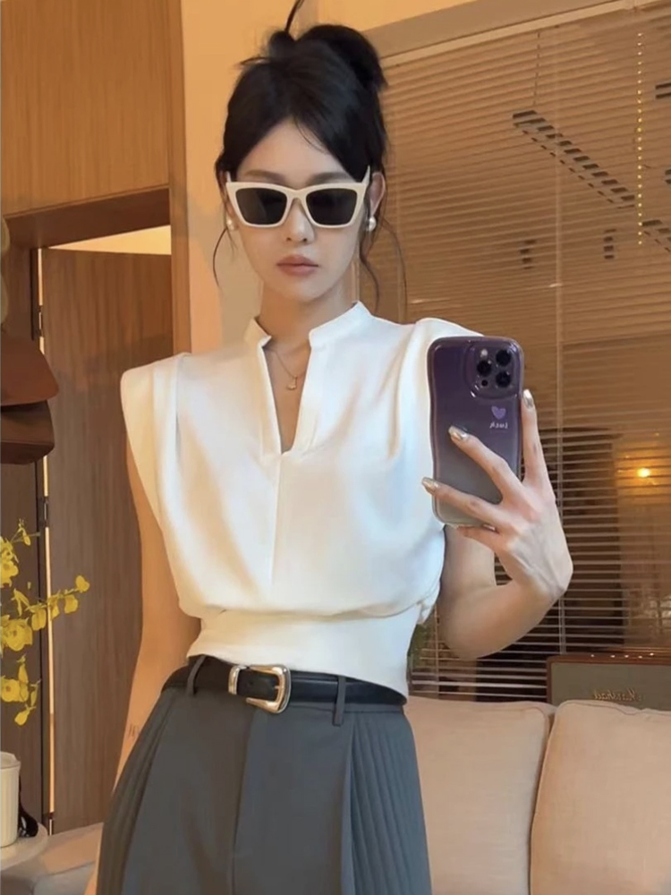 Summer Clothing Brands - Kemeja Lengan Pendek Kerah Tegak Retro