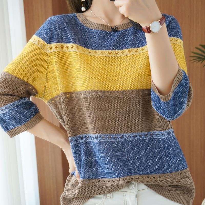 Summer Clothing Yarn - Sweter Wanita Lengan 3/4 Mode Korea