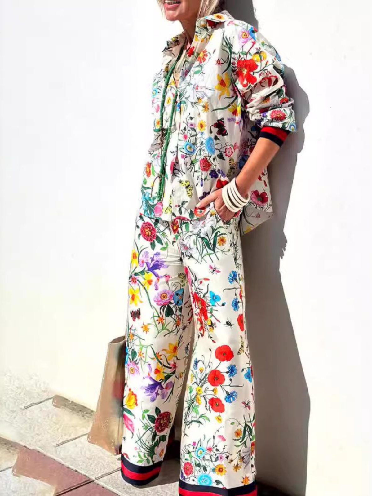 Summer Clothing Work - Setelan Kasual Modis Bermotif Celana Panjang