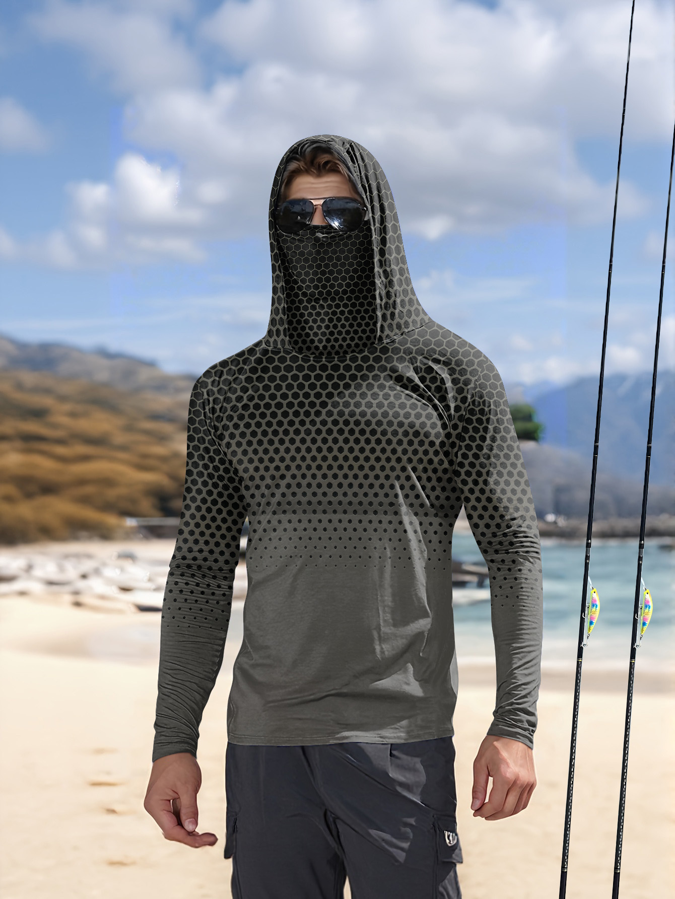 Summer Clothing Line - Hoodie Memancing Pria Musim Panas UPF50+