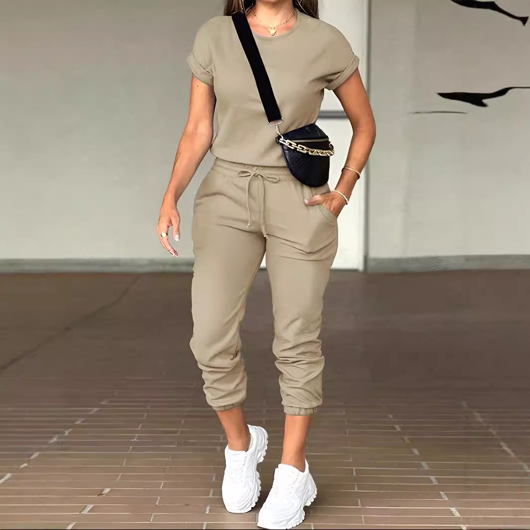 Summer Clothing Work - Setelan Celana Wanita Dua Potong Kerah