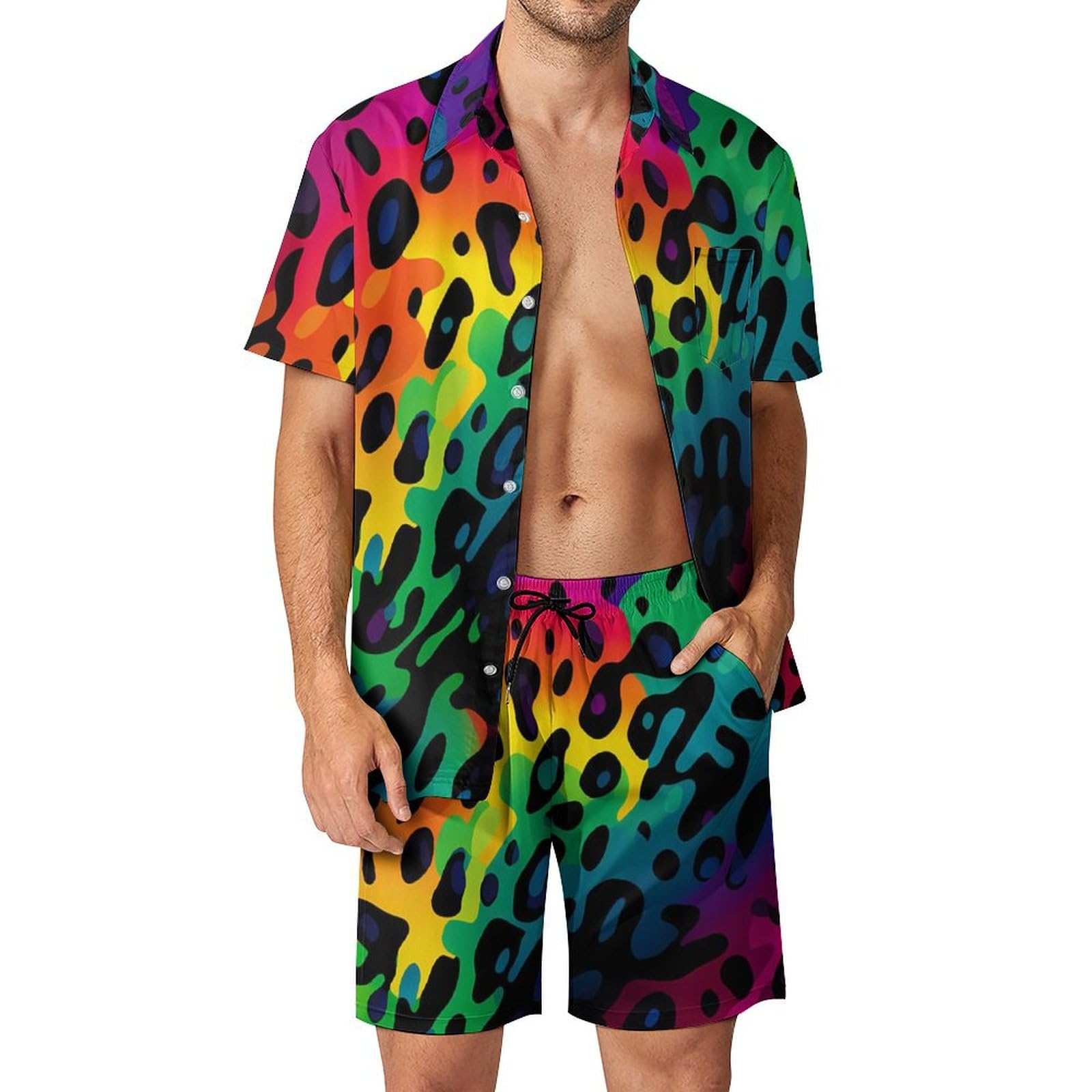 Summer Clothing Line - Setelan Kemeja Pria Motif Geometris 3D