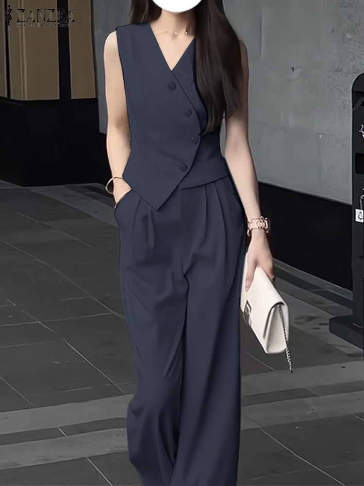 Summer Clothing Work - ZANZEA set pakaian kantor wanita, atasan
