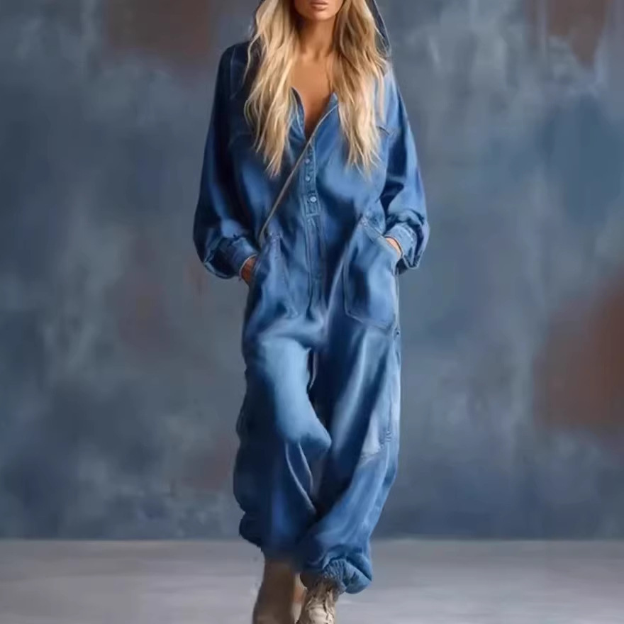 Summer Clothing Work - Jumpsuit Wanita Satu Potong Lengan Panjang