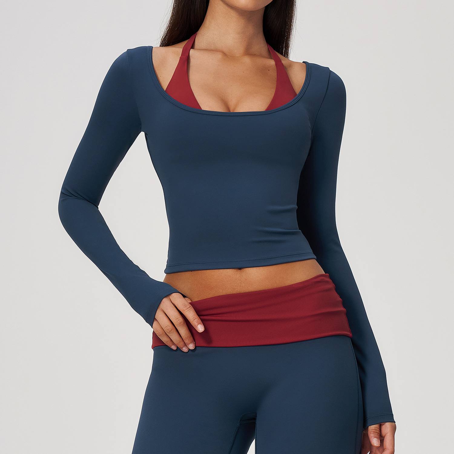 Summer Yoga Clothing - Atasan Yoga Halter 2-in-1 Model Dua