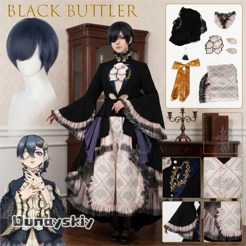 Romper Playsuit Women - Kostum Oyster Ciel Cosplay Anime Black