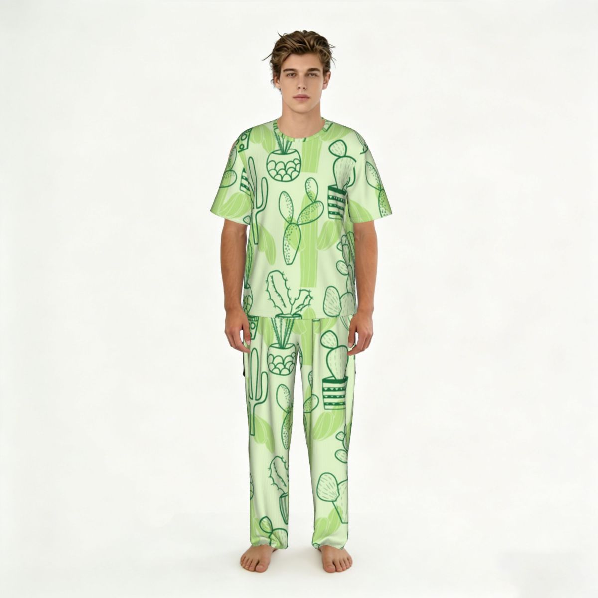Summer Clothing Patterns - Setelan Piyama Pria Celana Panjang Lengan