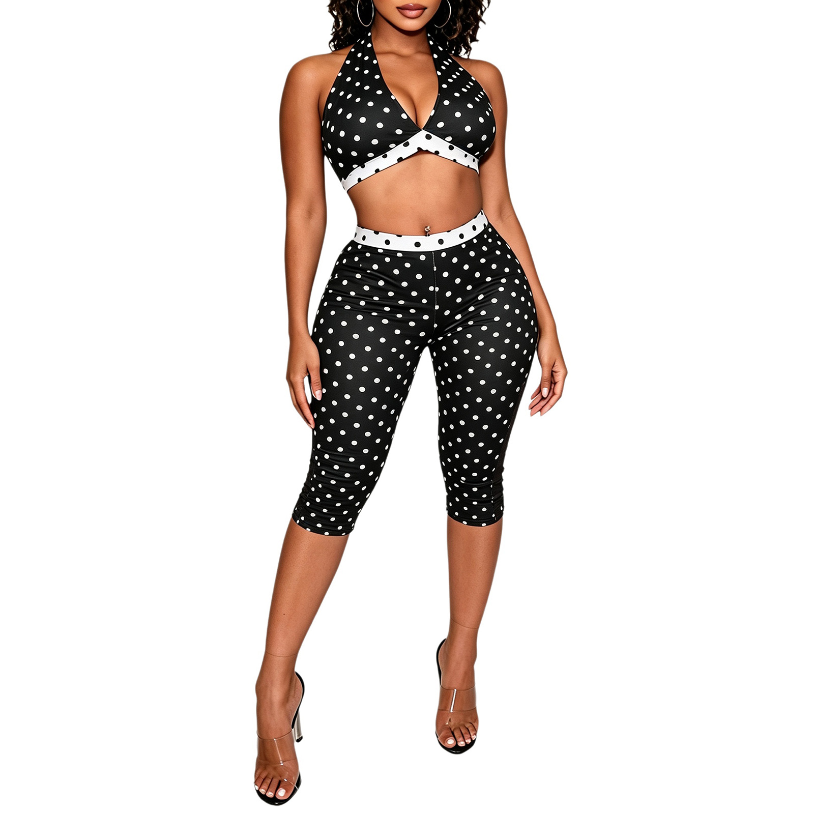 Halter Neck Top - Pakaian Seksi Wanita, Atasan Crop Retro