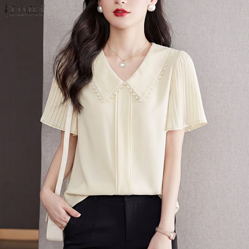 ZANZEA Blus Lengan Pendek Kera - Summer Clothing Work ulasan dan harga