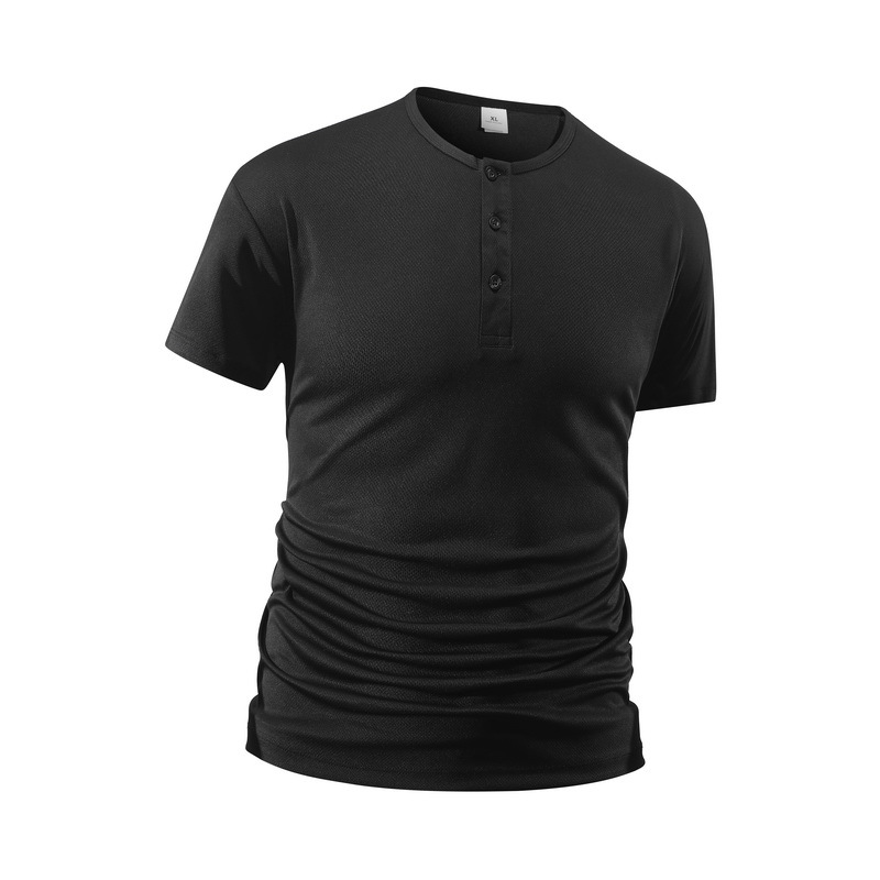 Kaos Henley Pria Warna Solid u - Summer Clothing Line ulasan dan harga