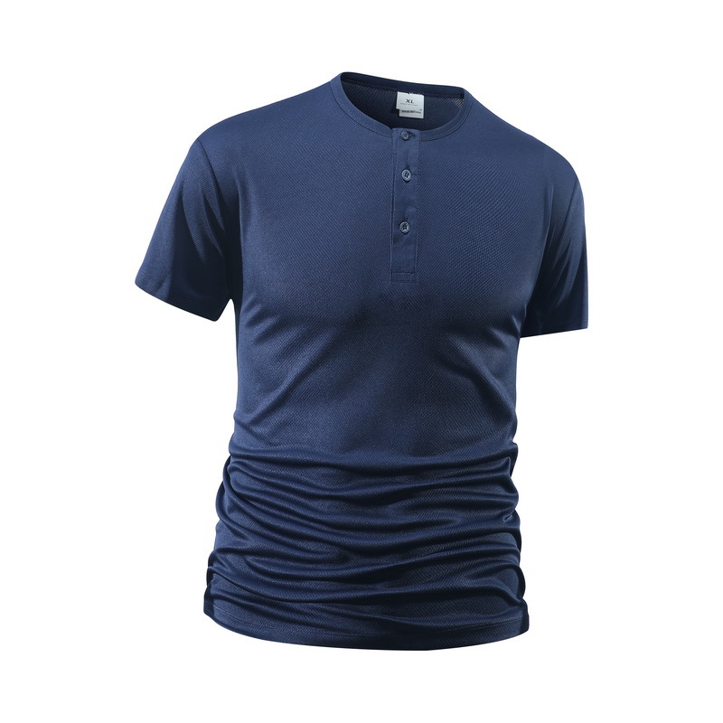 Kaos Henley Pria Warna Solid u - Summer Clothing Line ulasan dan harga