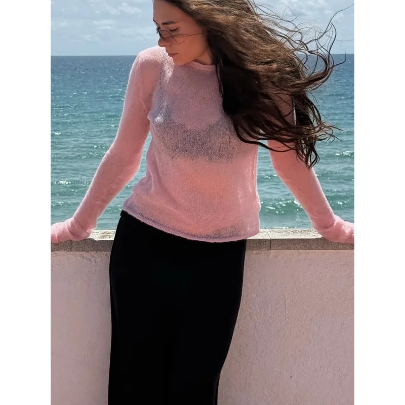 Sweter Rajutan Tipis Wanita Mu - Summer Clothing Yarn ulasan dan harga
