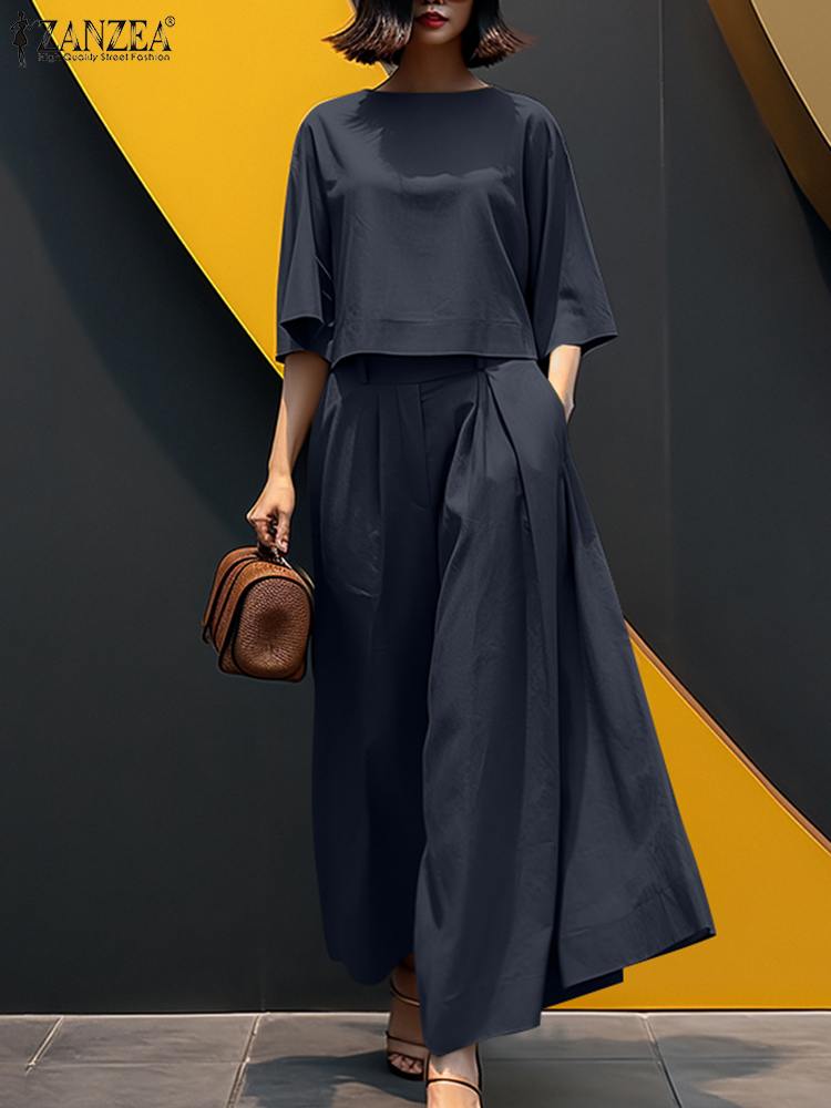 Setelan Celana Blus Lengan 3/4 - Summer Clothing Work ulasan dan harga