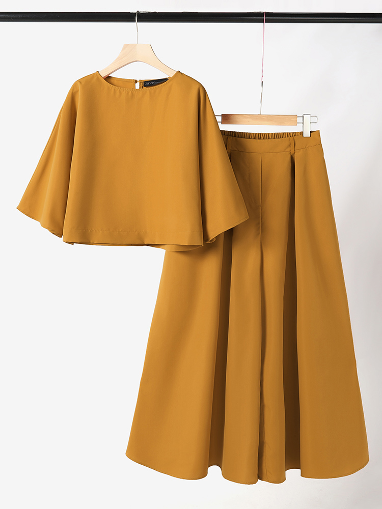 Setelan Celana Blus Lengan 3/4 - Summer Clothing Work ulasan dan harga