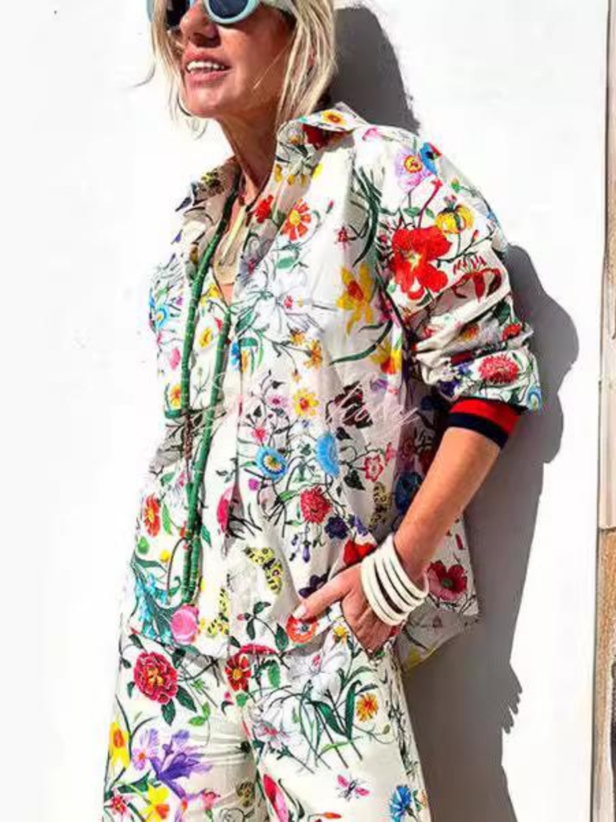 Setelan Kasual Modis Bermotif  - Summer Clothing Work ulasan dan harga