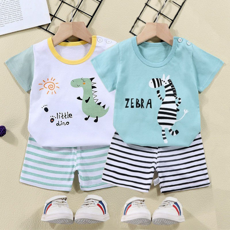 Kaus Katun + Celana Pendek Set - Summer Clothing Baby ulasan dan harga