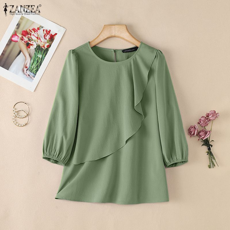 ZANZEA Atasan Warna Polos Musi - Summer Clothing Work ulasan dan harga