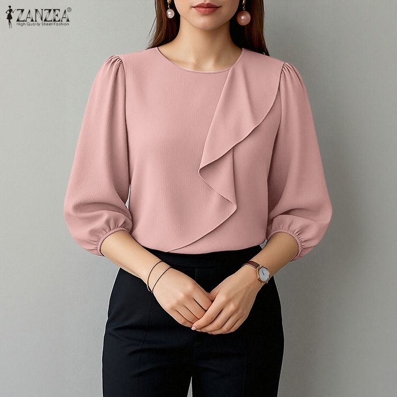 ZANZEA Atasan Warna Polos Musi - Summer Clothing Work ulasan dan harga