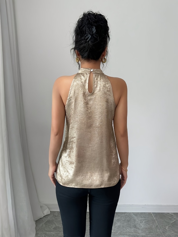 Blus Tanpa Lengan Berongga den - Halter Neck Top ulasan dan harga