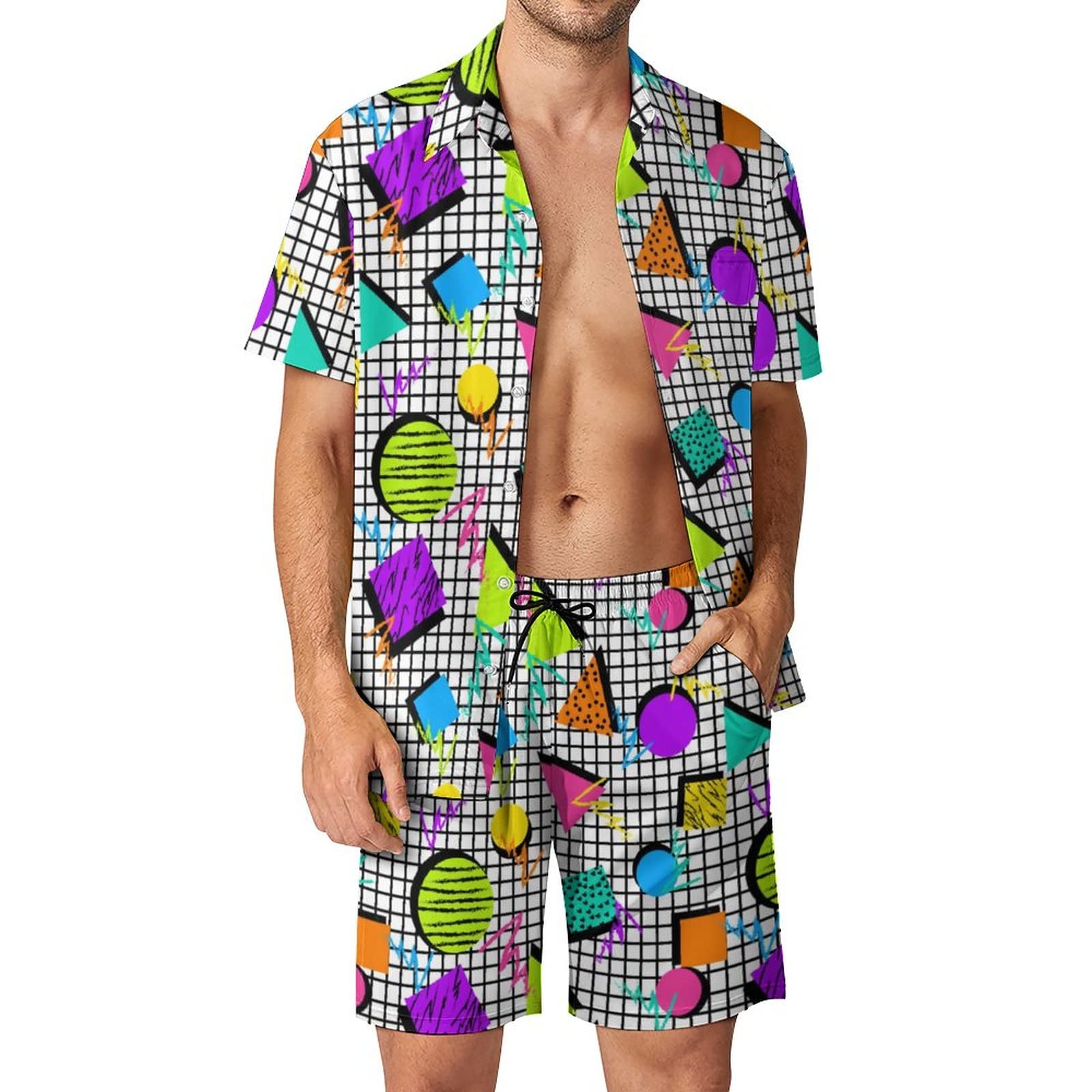 Setelan Kemeja Pria Motif Geom - Summer Clothing Line ulasan dan harga