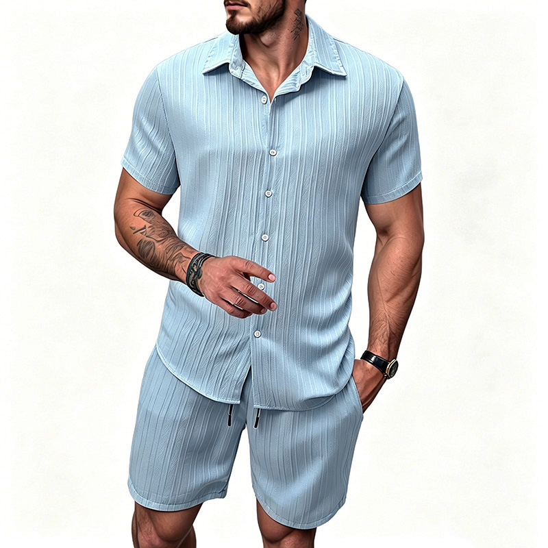 Setelan Kemeja Lengan Pendek K - Summer Clothing Line ulasan dan harga