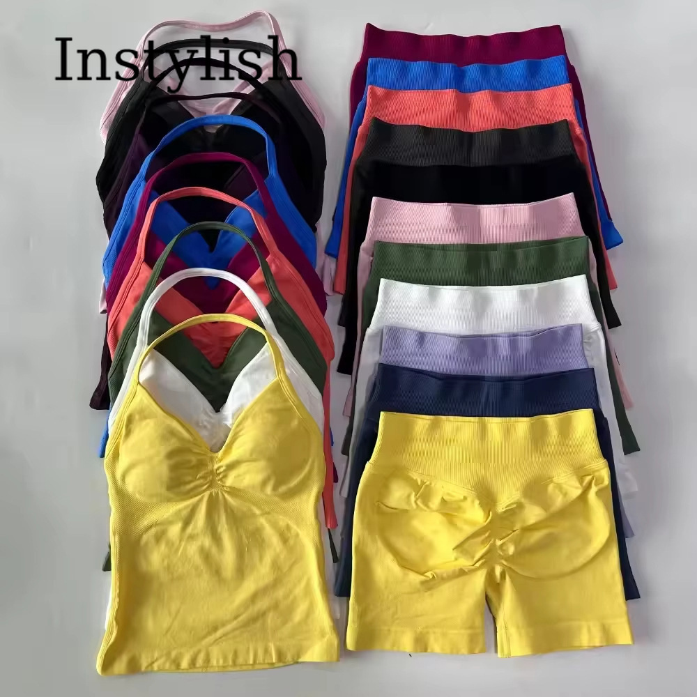 Set Yoga Wanita 2 Potong Tanpa - Halter Neck Top ulasan dan harga