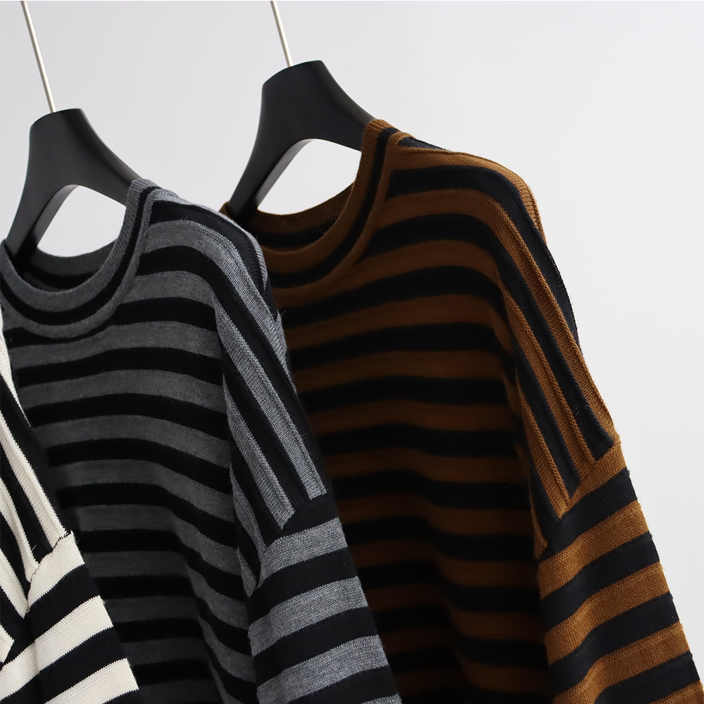 Sweater Rajut Bergaris Kerah B - Summer Clothing Yarn ulasan dan harga